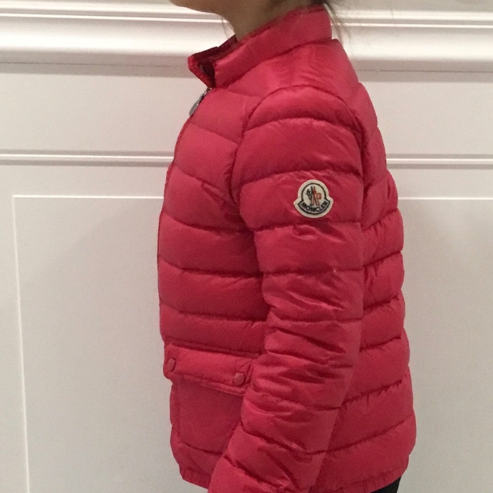 Moncler pink puffer jacket
